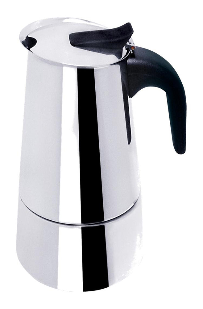 
                  
                    Bene Casa stainless-steel 6-cup espresso maker with black handle, contemporary design espresso maker, stovetop espresso, easy clean, dishwasher safe
                  
                