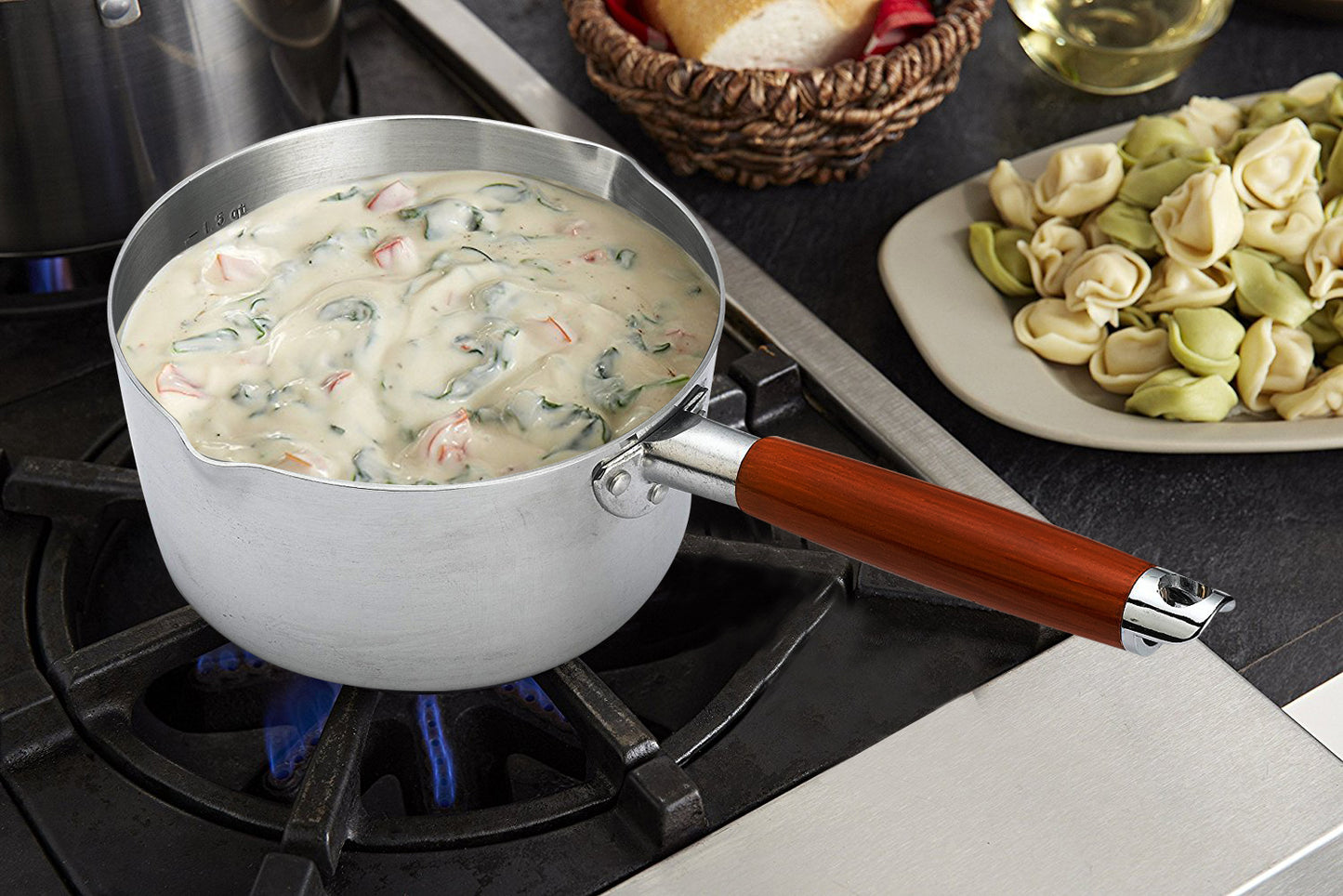 Bene Casa Aluminum Stock Pot with Steamer Rack and Lid