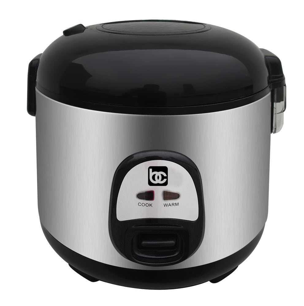 
                  
                    Bene Casa 7 cup stainless-steel thermo rice cooker, stainless steel and black design, cool touch rice cooker, simple operation, dishwasher safe
                  
                