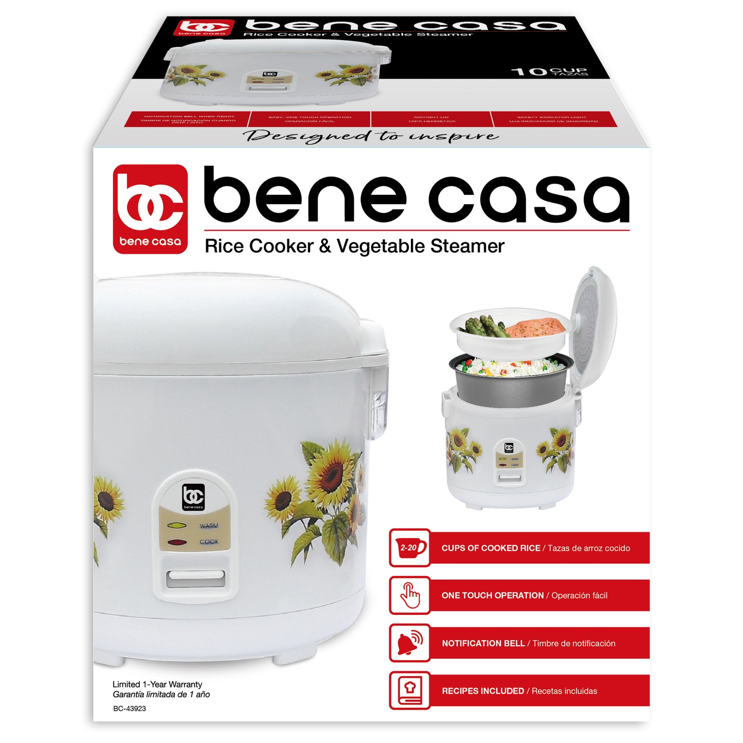 Bene Casa Stainless-Steel, 5.3-quart Pressure Cooker, 5-liter Capacity.  Olla de Presion.