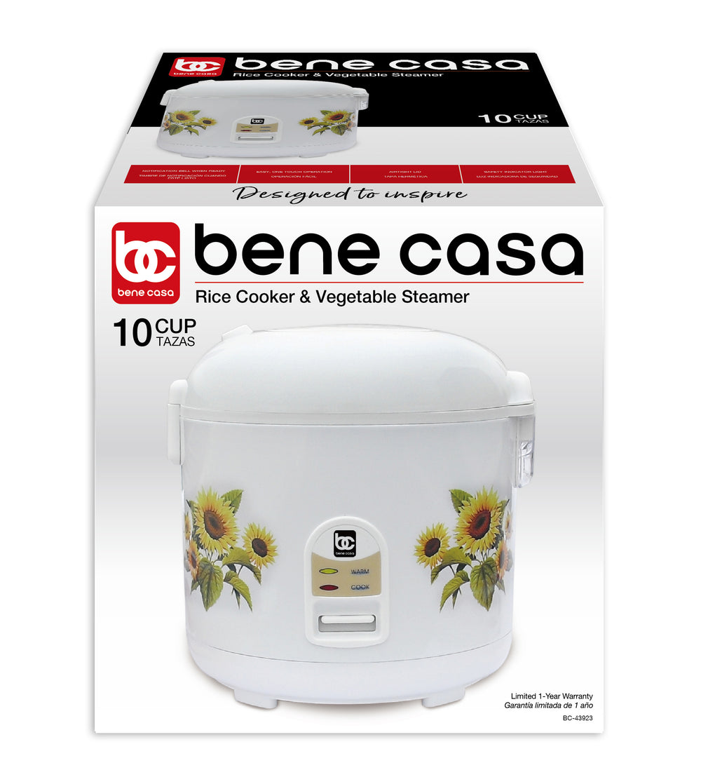 6 Cup Bene Casa Rice Cooker with glass lid, dishwasher safe rice cooker  with auto cut off, steamer rice maker with keep warm facility
