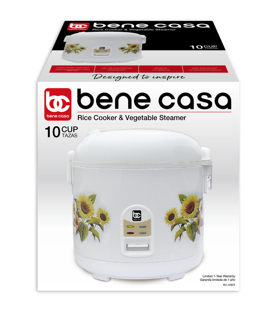 Bene Casa 7 Cup Stainless-Steel Thermo Rice Cooker, Simple Function