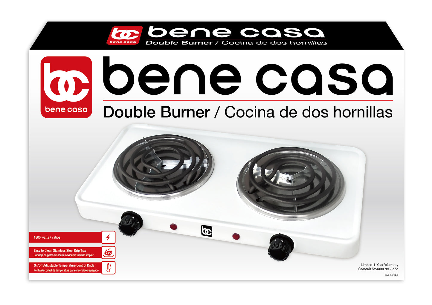 Bene Casa single coil electric burner in Red