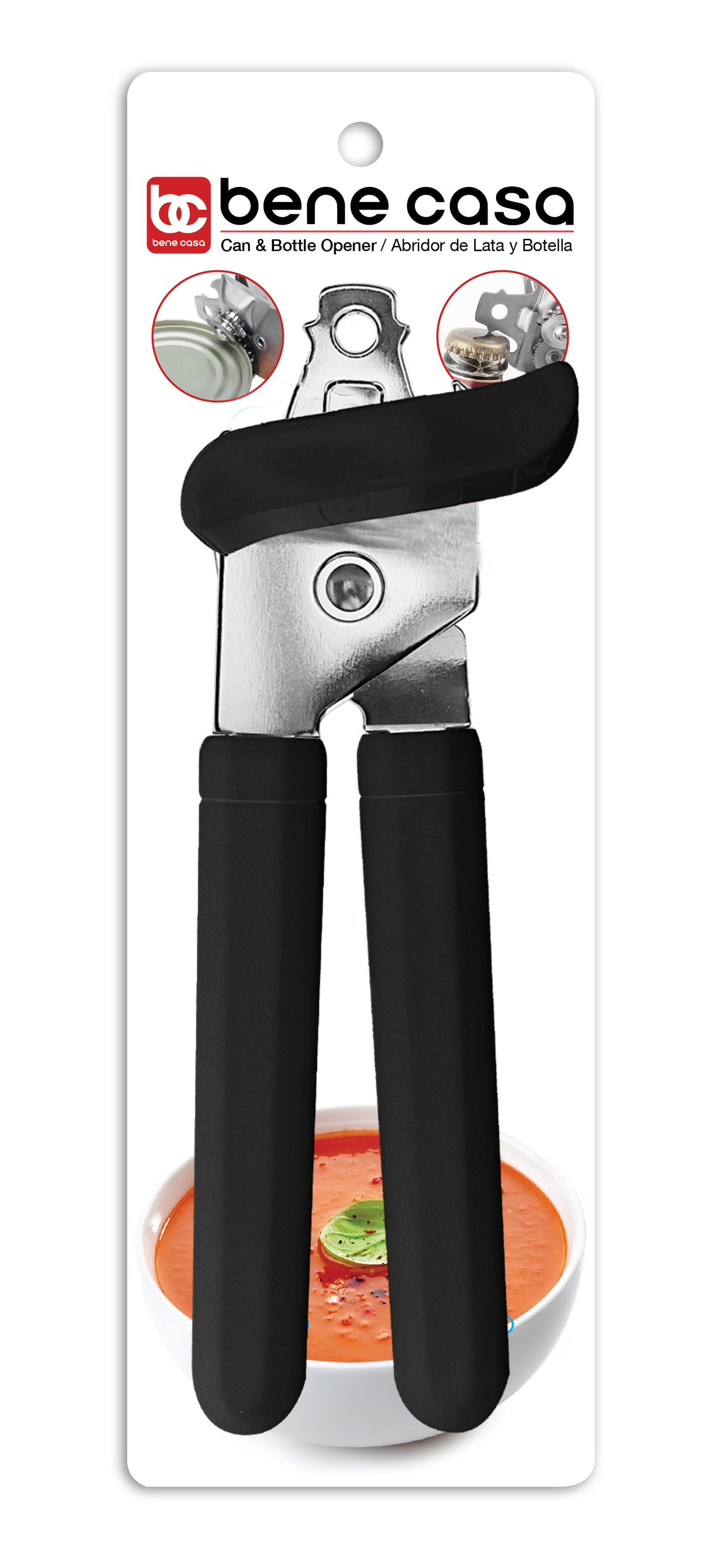 
                  
                    Bene Casa Butterfly can and bottle opener, metal can opener, swing a way opener, black, white, red can opener, sharp blade, easy turn can opener
                  
                