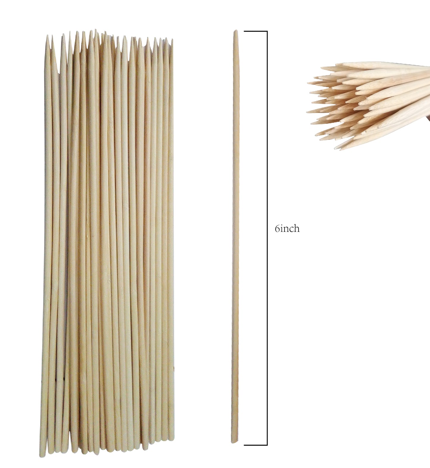 100 X Bamboo Skewers Wooden Sticks for Party BBQ Kebab Fruit