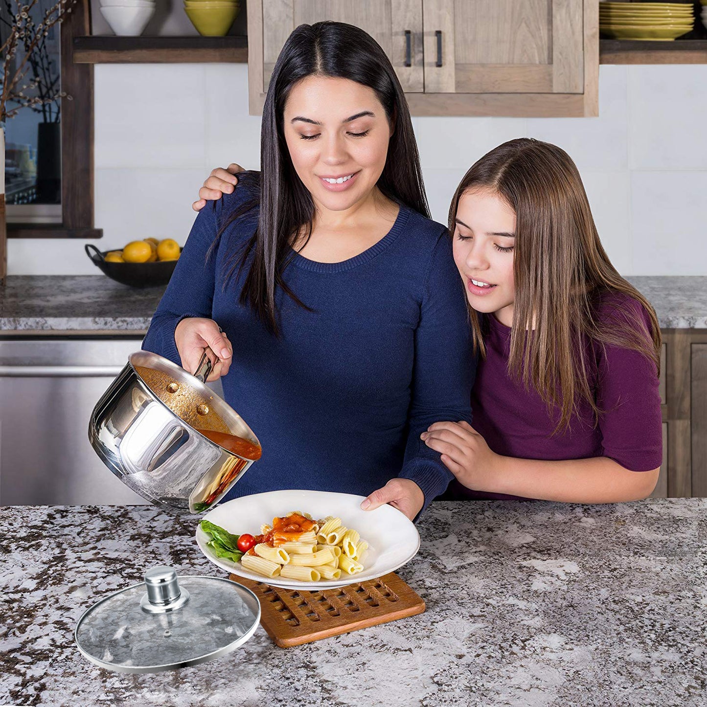 Bene Casa 5-Quart Capacity Stainless-Steel Dutch Oven w/ Glass Lid