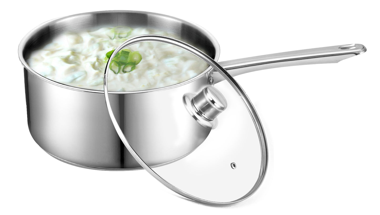 2-Quart Stainless Steel Sauce Pan Small Soup Pot with Lid - China Cookware  and Stainless Steel Cookware price