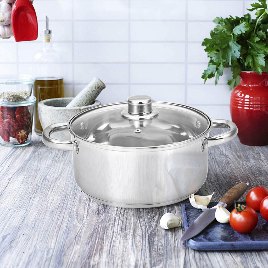 
                  
                    Bene Casa 5-Quart Capacity Stainless-Steel Dutch Oven w/ Glass Lid
                  
                