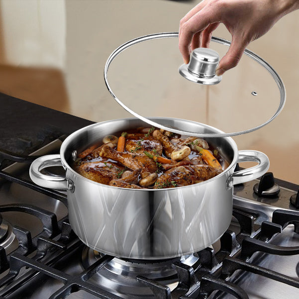 
                  
                    Bene Casa 5-Quart Capacity Stainless-Steel Dutch Oven w/ Glass Lid
                  
                