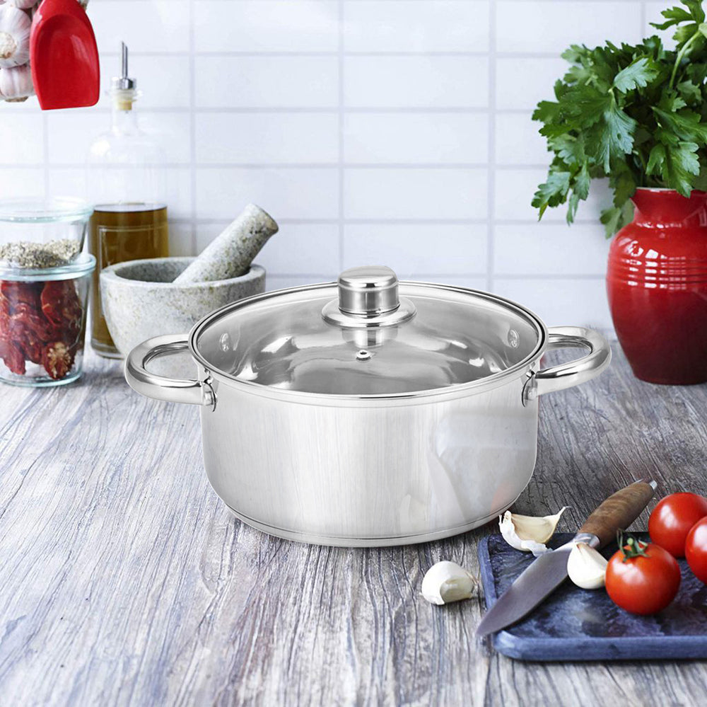 
                  
                    Bene Casa 5-Quart Capacity Stainless-Steel Dutch Oven w/ Glass Lid
                  
                