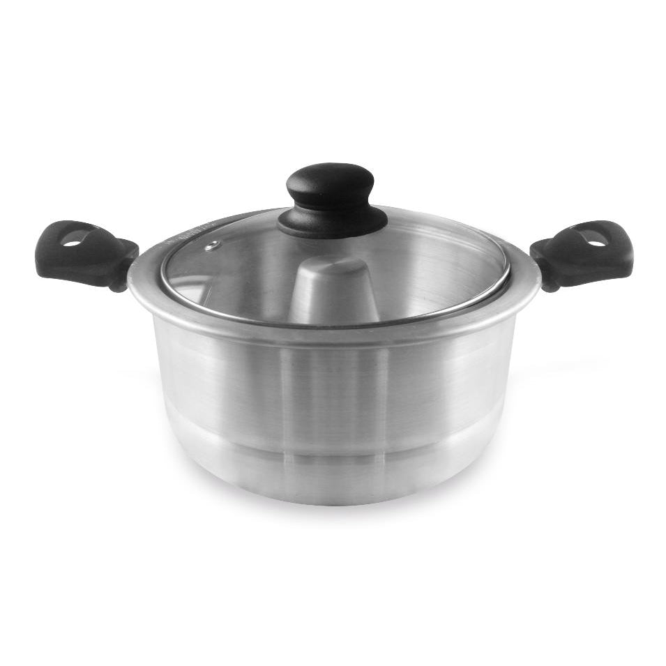 Bene Casa Aluminum Stock Pot with Steamer Rack and Lid