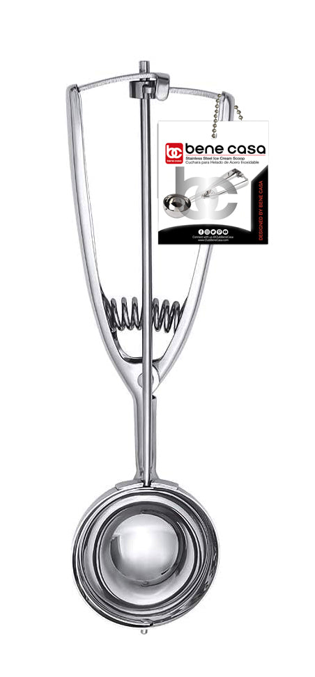 Bene Casa Stainless Steel Ice Cream Scoop with Black Handle