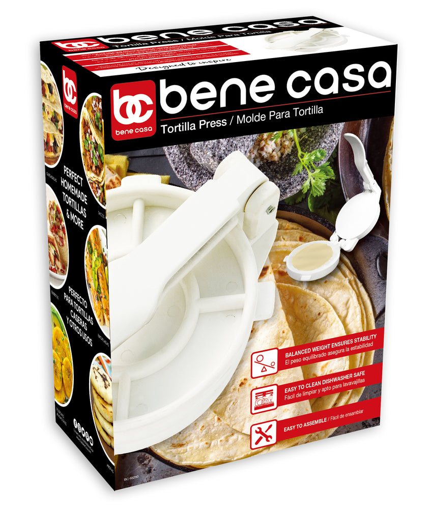 
                  
                    Bene Casa 10-inch diameter high impact plastic tortilla press, white
                  
                