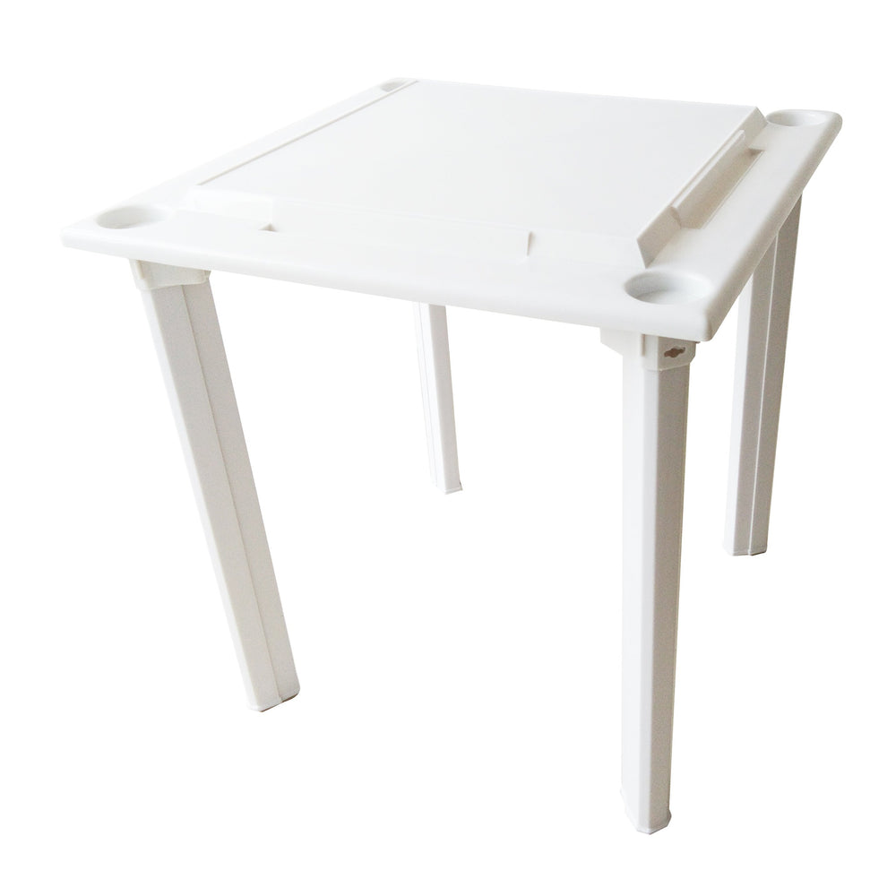 Bene Casa water proof plastic game table w/ tile rack, removable legs, White