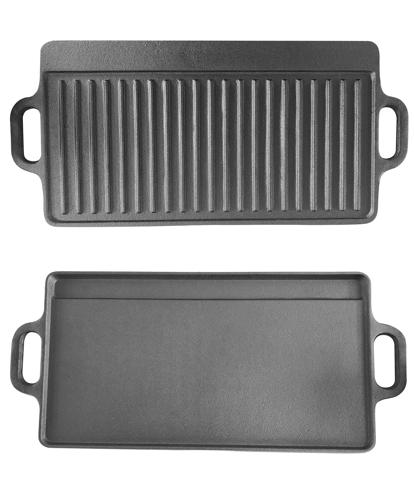 
                  
                    Bene Casa 15-inch reversable cast-iron griddle, fine grain cast-iron, griddle for double burners, campfire griddle, oven griddle, easy grip handles
                  
                