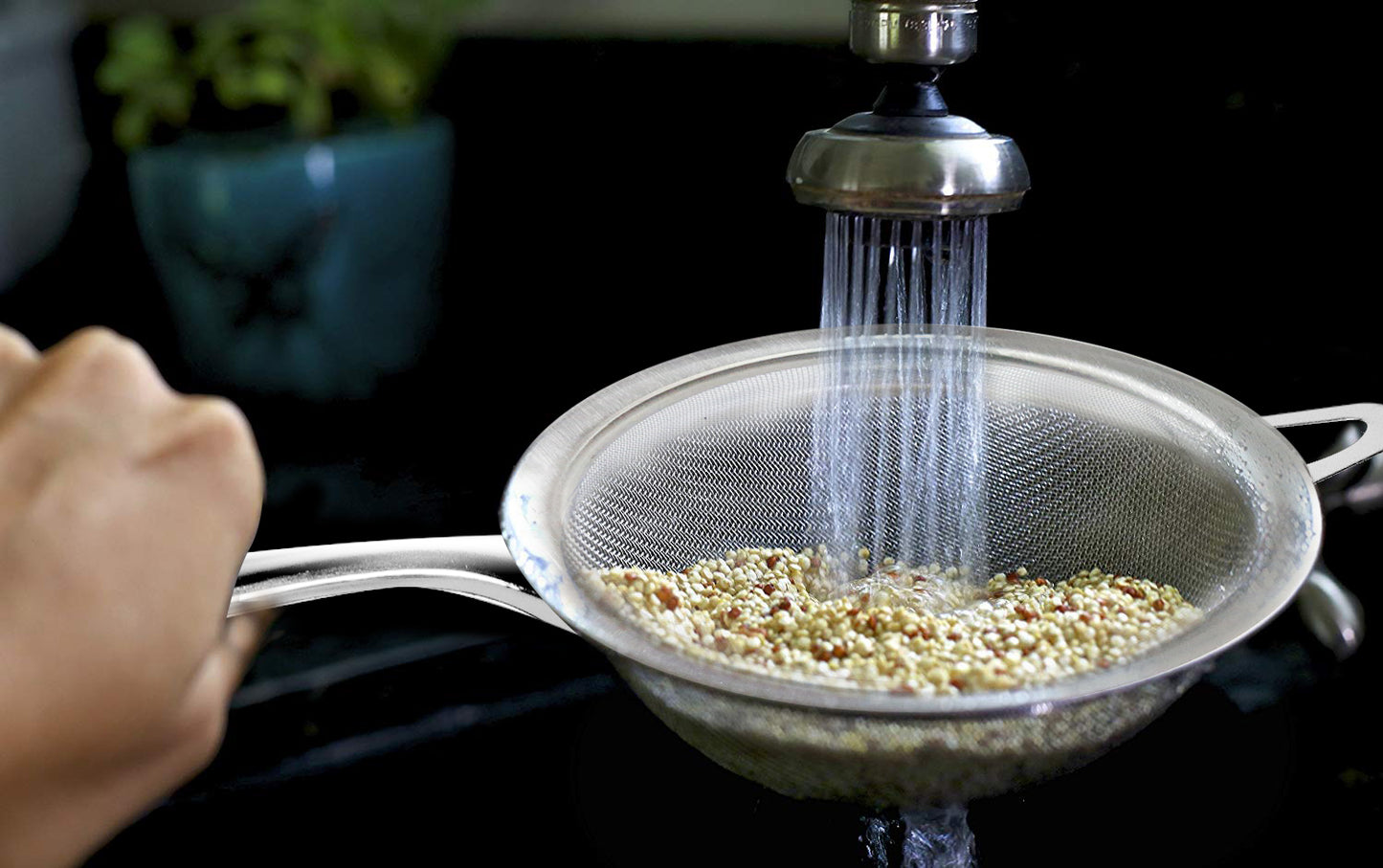 
                  
                    Bene Casa 2-piece stainless-steel strainer set, 10.6-inch strainer, 8-inch strainer, fine mesh strainer, sifter, dishwasher safe strainer
                  
                