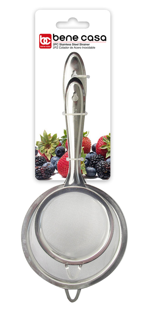 
                  
                    Bene Casa 2-pc stainless-steel strainer set, 10.6-inch strainer, 8-inch strainer
                  
                