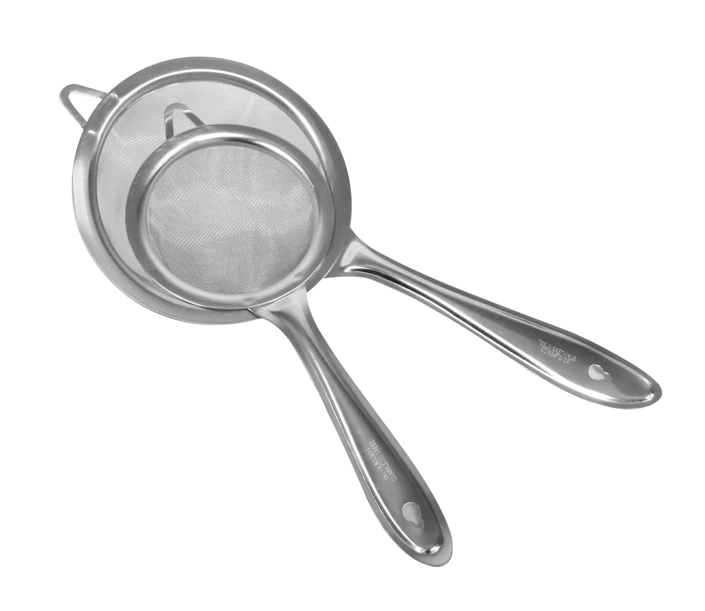 
                  
                    Bene Casa 2-pc stainless-steel strainer set, 10.6-inch strainer, 8-inch strainer
                  
                