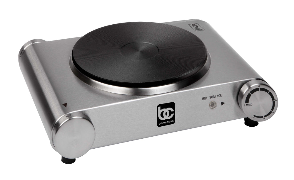 Bene Casa stainless-steel single burner, 1500-watt single burner, cast iron heat surface