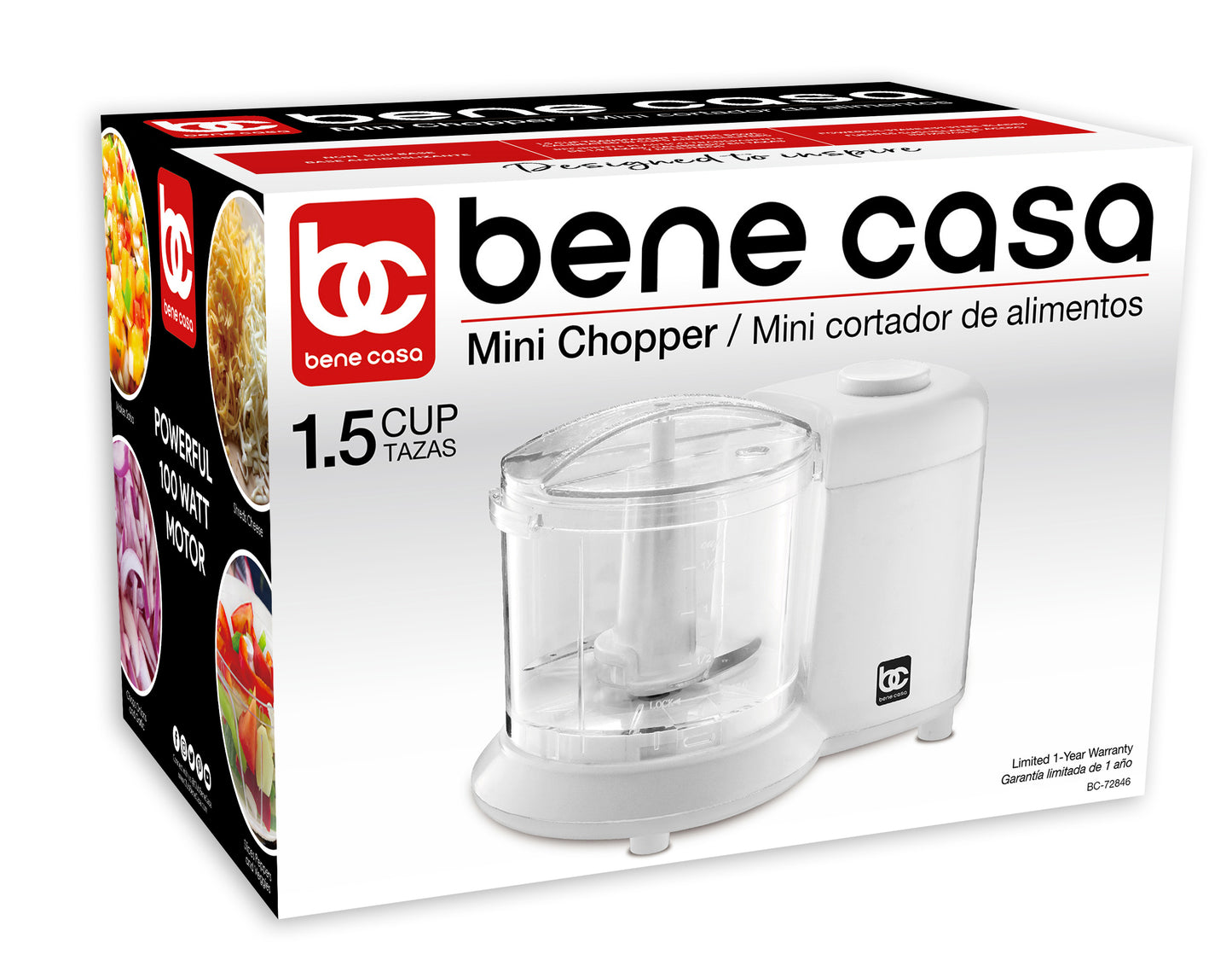 
                  
                    Bene Casa Mini Chopper, stainless-steel blade, pulse control, mincer, dicer
                  
                