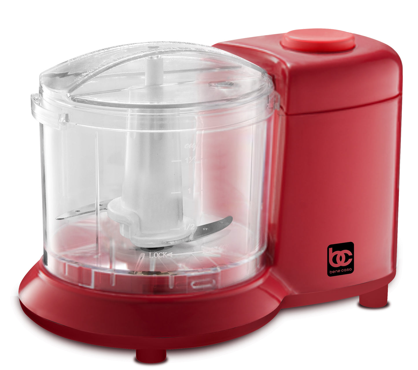 
                  
                    Bene Casa Mini Chopper in white, stainless-steel blade mini chopper, pule control, dishwasher safe chopper, mincer, dicer, powerful motor
                  
                