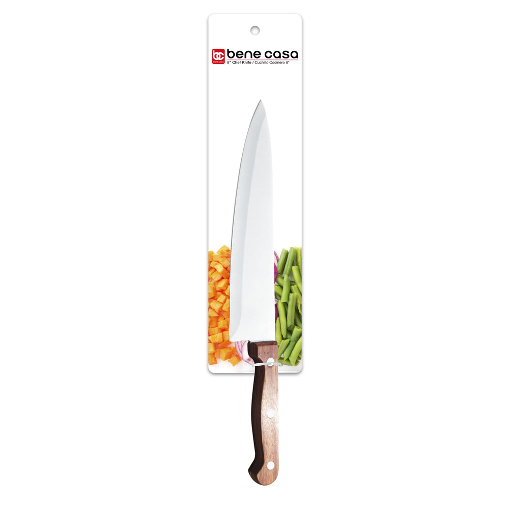 Bene Casa 8-inch Chef knife w/ rosewood handle, stainless steel, full tang
