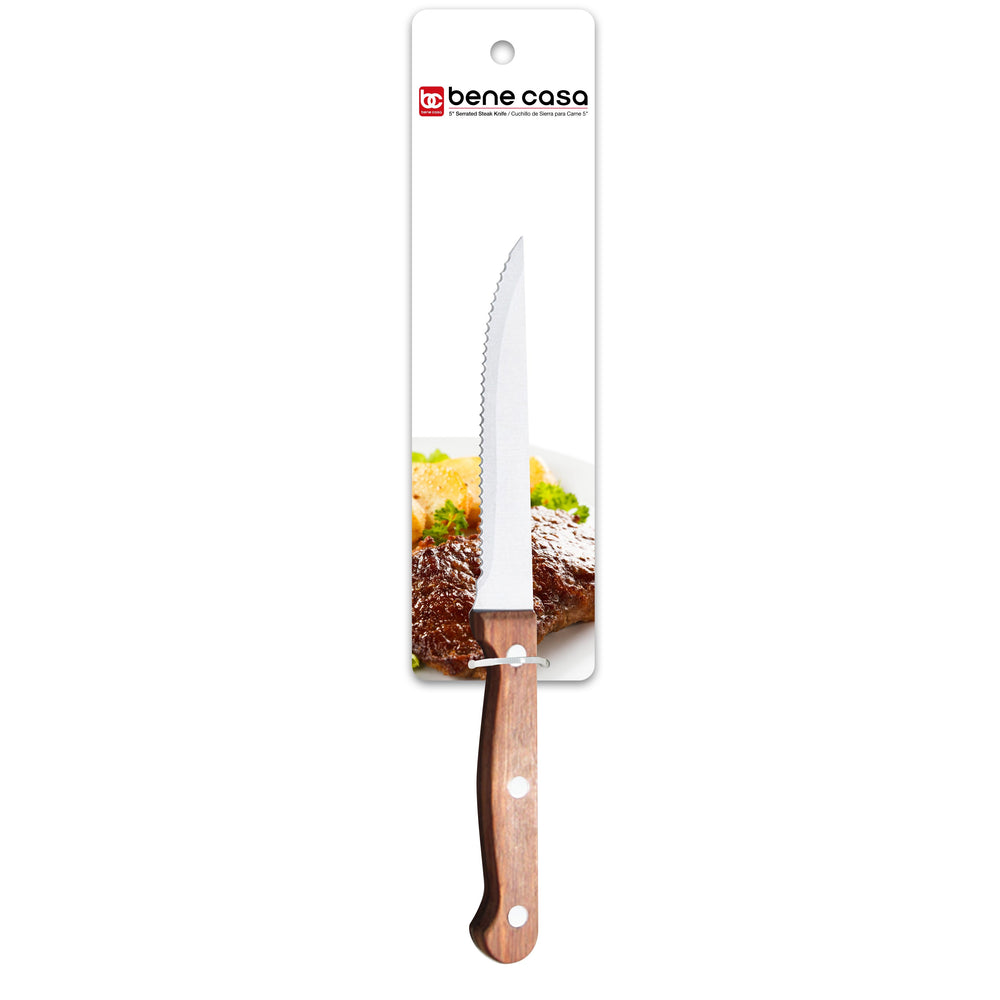 Bene Casa 5-inch Serrated Knife w/ Rosewood Handle,Stainless Steel Bld