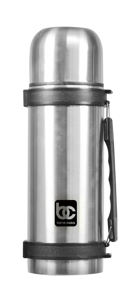 
                  
                    Bene Casa 34oz stainless-steel thermo with handle, carry strap and serving cup, unbreakable, cool touch thermo, hot or cold thermo
                  
                