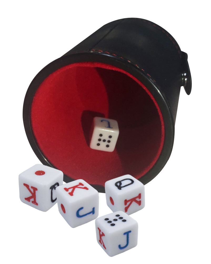 
                  
                    Bene Casa lined, professional dice cup with set of 5 poker dice, Cubilete poker set, poker dice storage in cup, quality poker dice
                  
                