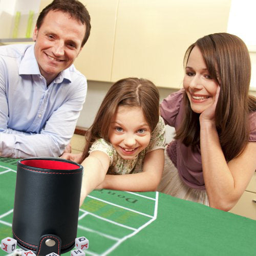 
                  
                    Bene Casa lined, professional dice cup with set of 5 poker dice, Cubilete poker set, poker dice storage in cup, quality poker dice
                  
                