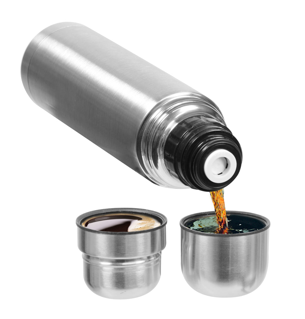 Bene Casa 17oz/½ liter stainless-steel thermo, 2 drinking cup thermo, hot or cold liquid and ice, high-performance thermo, unbreakable thermo