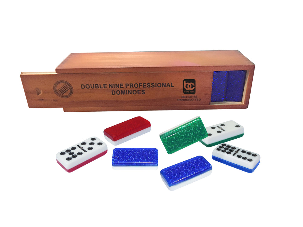 
                  
                    Bene Casa 55-piece, handcrafted professional double-9 domino set in wooden storage box, brass spinner dominoes, extra thick dominoes
                  
                