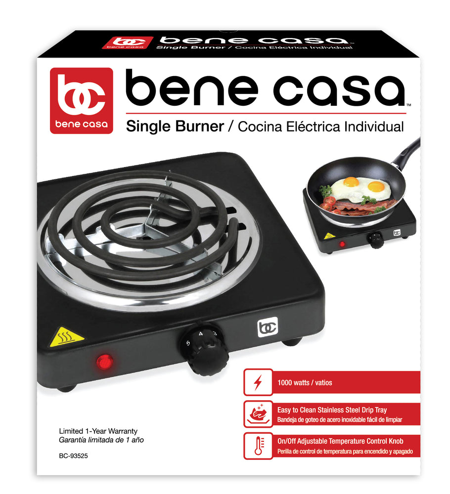 Bene Casa double electric burner, double burner coils, stainless steel