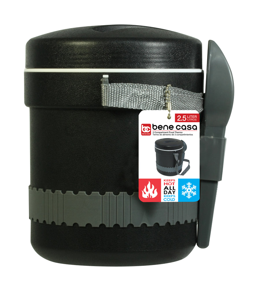 
                  
                    Bene Casa 2.5-liter 3 compartment food thermo w/ adjustable shoulder strap
                  
                