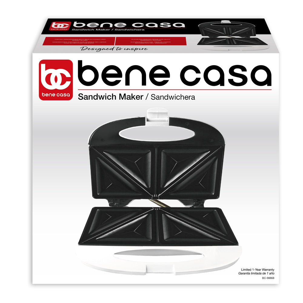 
                  
                    Bene Casa white cool touch sandwich maker, nonstick, compact, w/ locking lid
                  
                