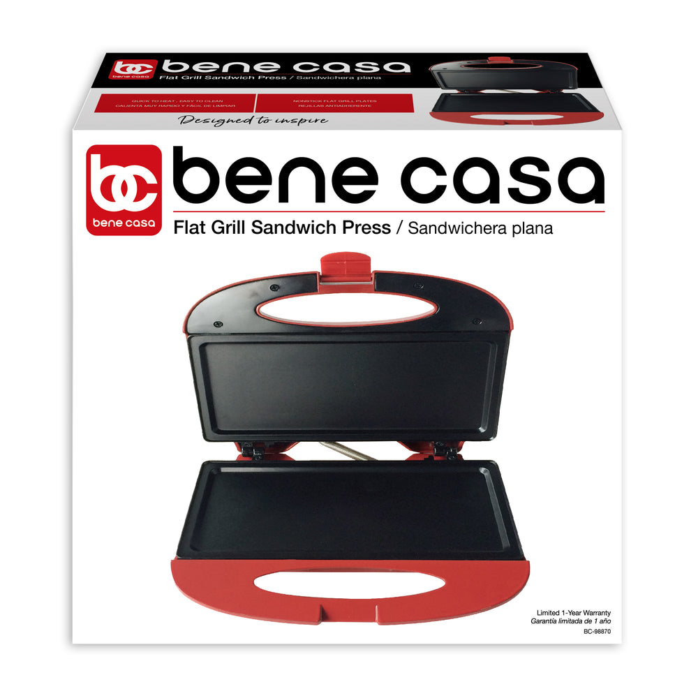 
                  
                    Bene Casa flat grill sandwich maker, cool touch, non-stick, compact, flat grid
                  
                