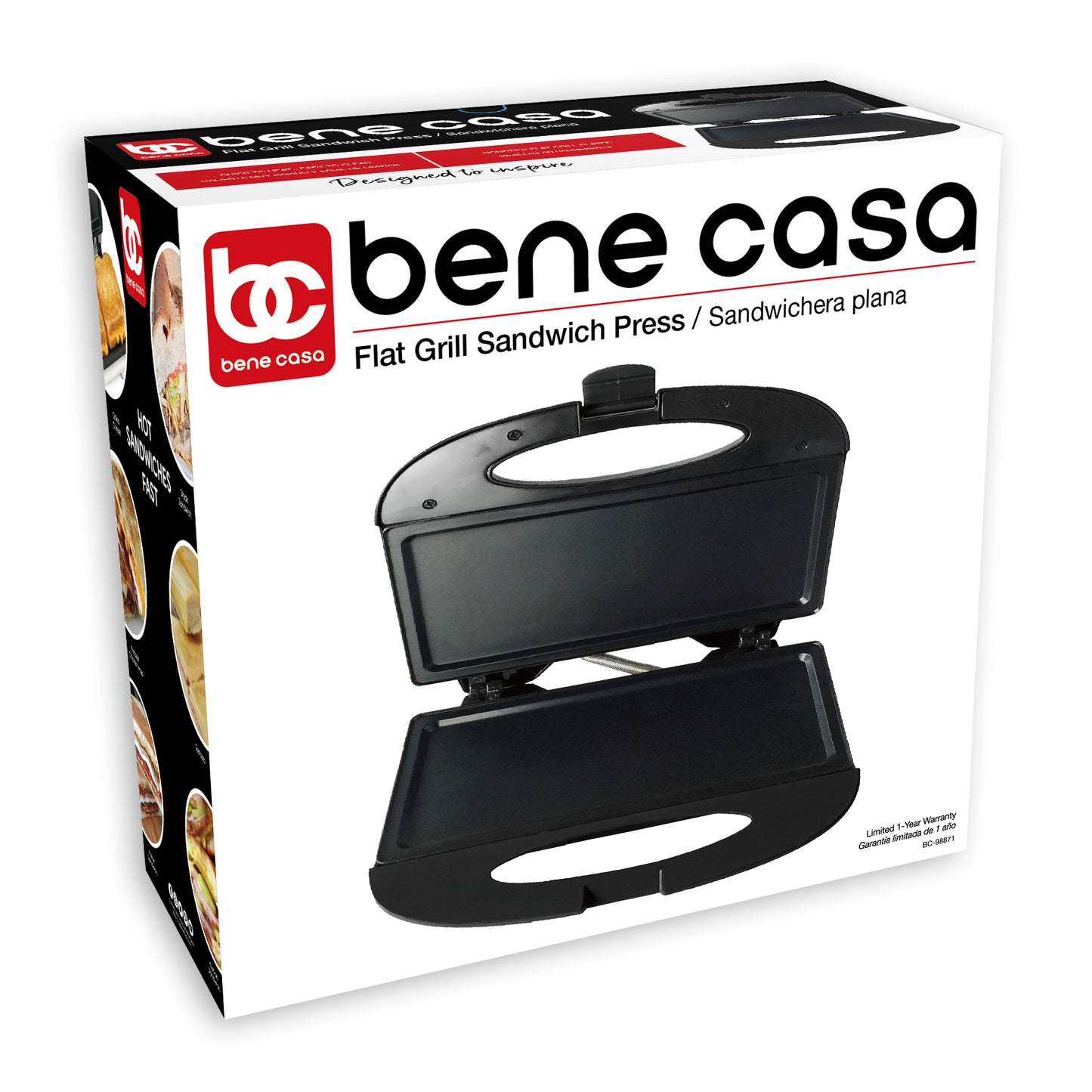 
                  
                    Bene Casa flat grill sandwich maker, cool touch, non-stick, compact, flat grid
                  
                