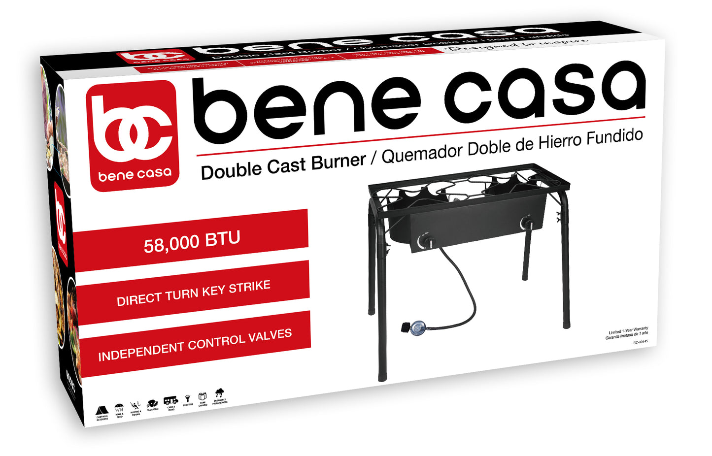 Bene Casa double electric burner, double burner coils, stainless steel