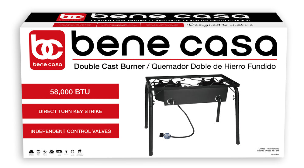 Bene Casa heavy-duty cast iron burner, 26000BTU, turn-key ignition