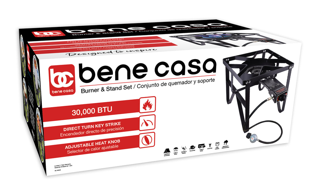 Bene Casa heavy-duty cast iron burner, 26000BTU, turn-key ignition