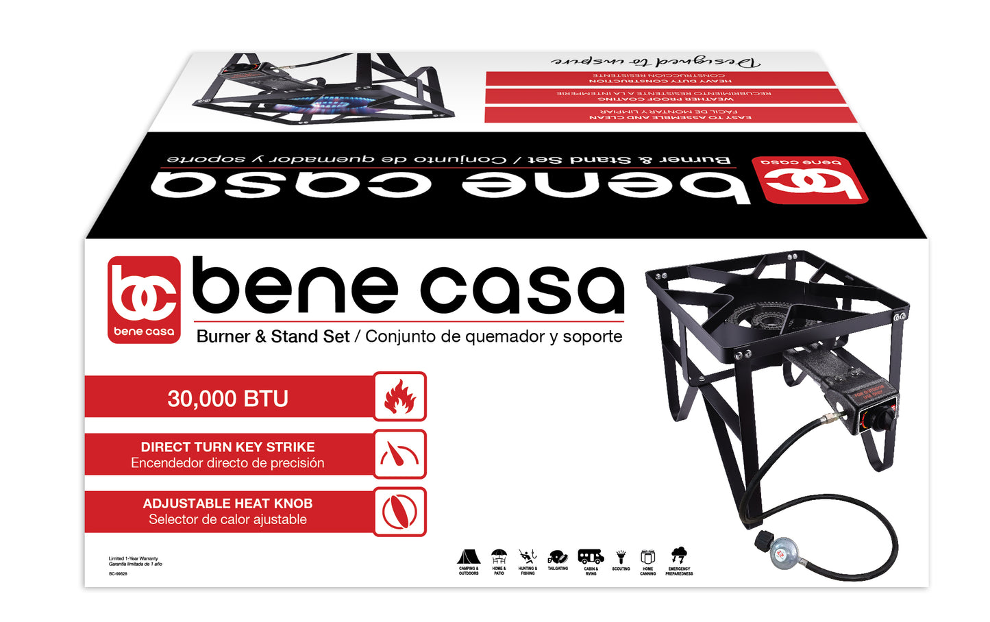 
                  
                    Bene Casa Single Square Burner & Stand; 30,000 BTU Portable Outdoor Stove
                  
                