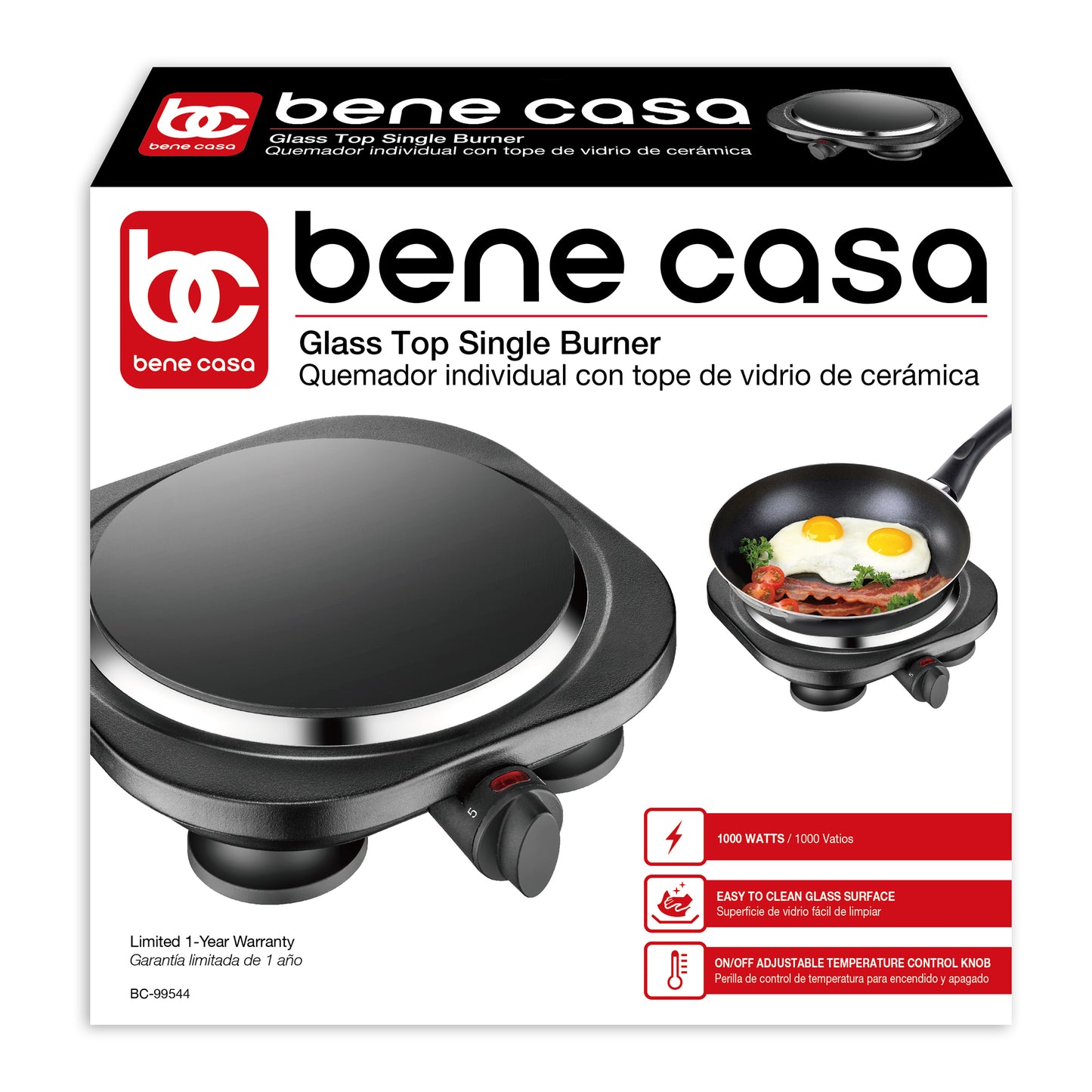 Bene Casa single coil electric burner in Red