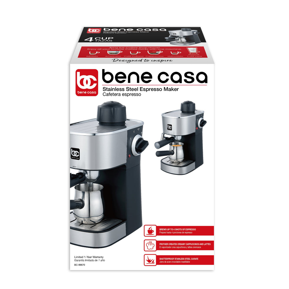 Bene Casa Aluminum Stove Top 3-Cup Espresso Maker w/ Transparent Lid