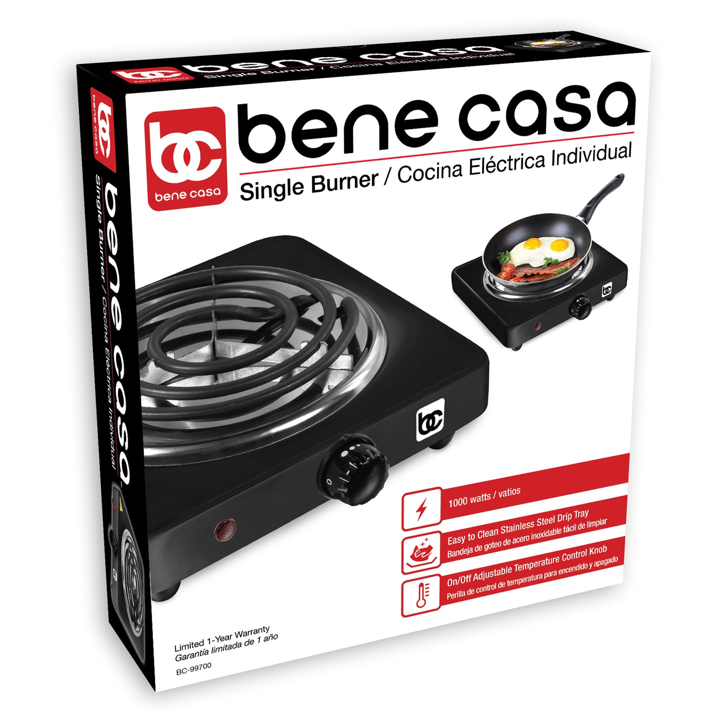 
                  
                    Bene Casa Electric Single Coil Burner, 1000W, Black
                  
                