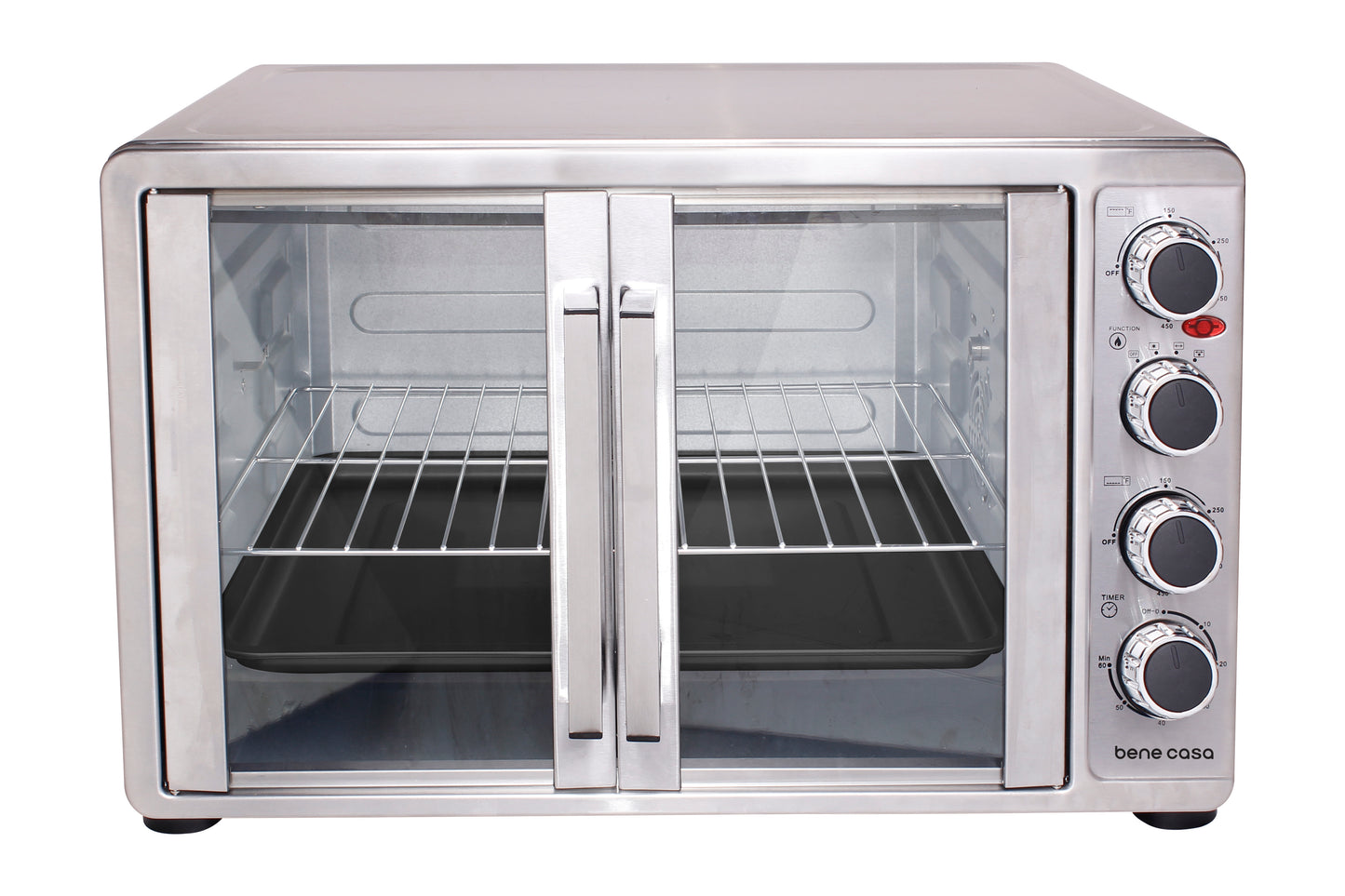 Bene Casa 45L French Door Convection Oven w/ rotisserie, Stainless Ste